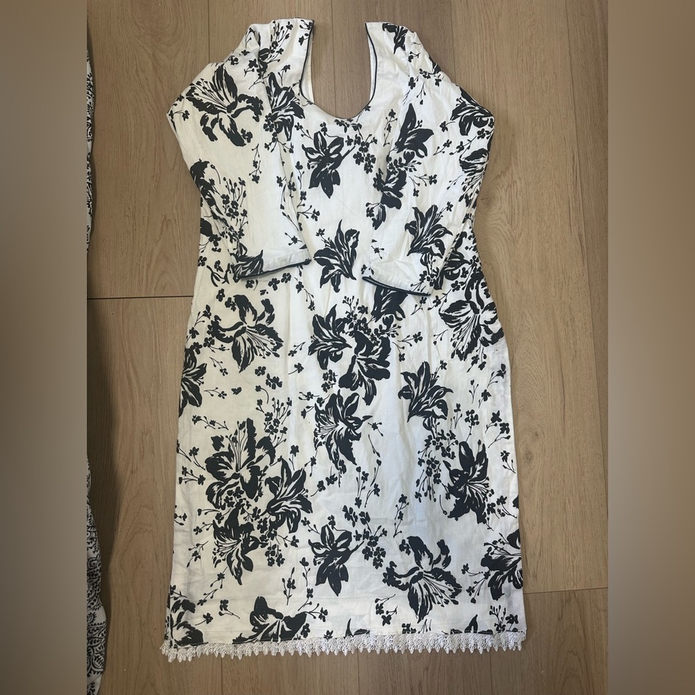 Floral Black and White Dress
